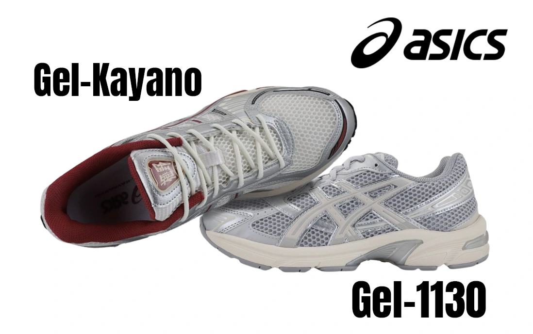 Los sneakers Asics Gel-Kayano y Gel-1130 destacan por su comodidad, colores neutros y detalles metálicos.