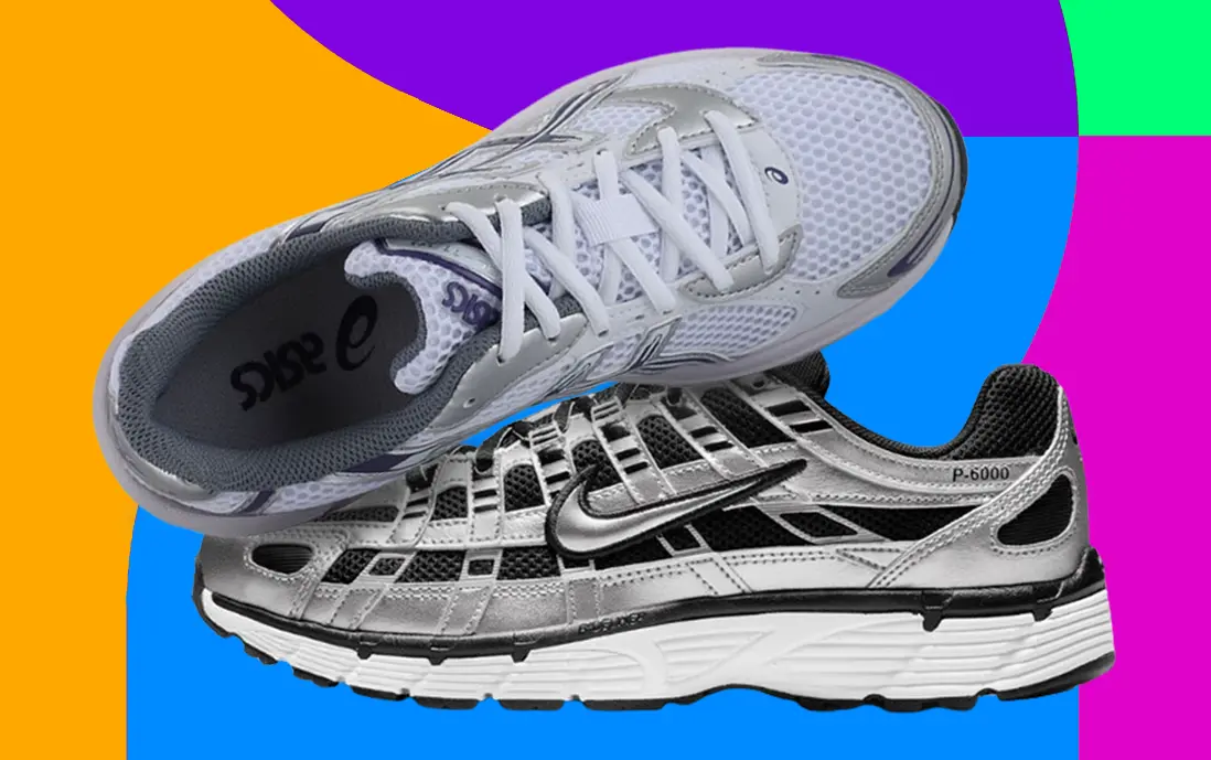 Tenis Nike y Asics en colores neutros y detalles metálicos para combinar con outfits casuales y cómodos.