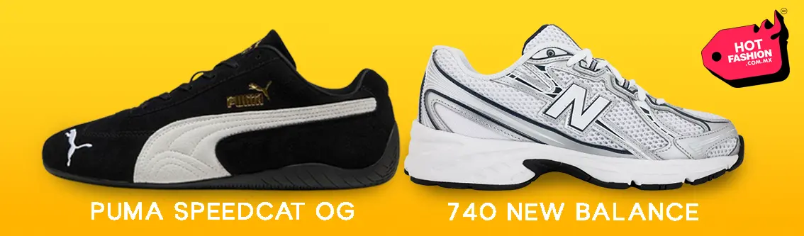 Tenis Puma Speedcat OG en negro y New Balance 740 con ajuste técnico y materiales premium. 