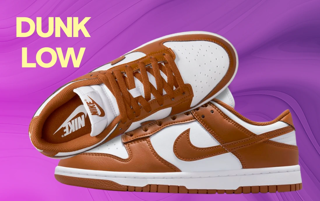 Tenis Nike Dunk Low para mujer en color café y diseño retro original.