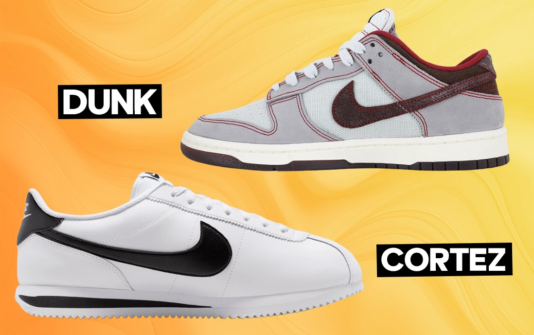 Tenis Nike con estilo retro y combinaciones modernas de colores y materiales.